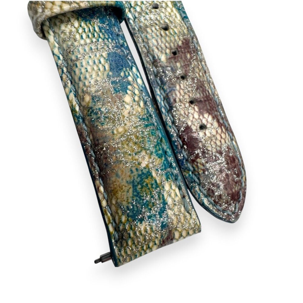 MICHELE 18mm Aqua Haze Metallic Snakeskin Print Genuine Leather Watch Strap Band - Picture 4 of 7